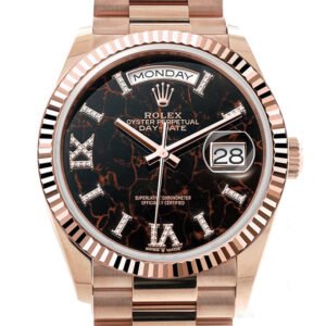 Rolex Day-Date 36 Eisenkiesel Dial Fluted Bezel 18K Everose gold President Watch 128235