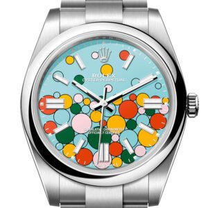 Rolex Oyster Perpetual 41 Turquoise Blue Celebration-motif Dial Stainless Steel Oyster 124300