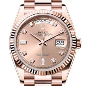 Rolex Day-Date 36 Rose Colour  Dial Fluted Bezel 18K Everose gold President Watch 128235