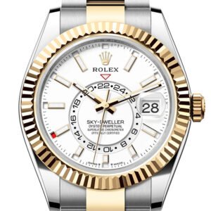 Rolex Sky Dweller 42 White Dial Yellow Gold Stainless Steel Oyster Mens Watch 336933