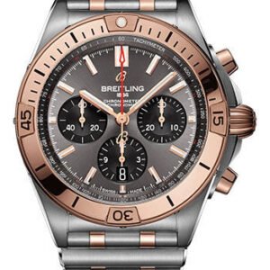 Breitling Chronomat B01 42 Watch - Steel and 18K Red Gold - Anthracite Dial - Metal Bracelet - UB0134101B1U1