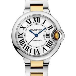 Cartier Ballon Bleu de Cartier Watch - 33 mm Steel and Yellow Gold Case - Silvered Dial - Interchangeable Two-Tone Bracelet - W2BB0029