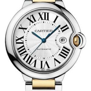 Cartier Ballon Bleu de Cartier Watch - 42 mm Steel and Yellow Gold Case - Silvered Dial - Interchangeable Two-Tone Bracelet - W2BB0031