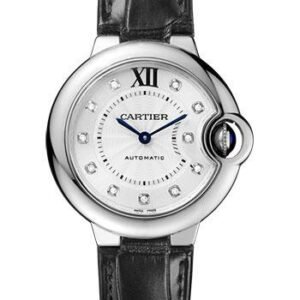 Cartier Ballon Bleu de Cartier Watch - 33 mm Steel Case - Diamond Dial - Black Alligator Strap - W4BB0009