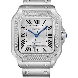 Cartier Santos de Cartier Watch - 35.1 mm Steel Case - Diamond Bezel - Sunray Dial - Interchangeable Bracelet - W4SA0005