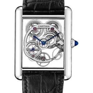 Cartier Tank Louis Cartier Watch - 30 mm White Gold Case - Pink Gold Case Bezel - Skeleton Dial - Black Alligator Strap - W5310012