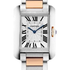 Cartier Tank Anglaise Watch - 34.7 mm Steel Case - Silver Dial - Pink Gold Bracelet - W5310043