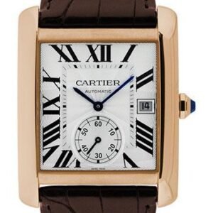 Cartier Tank MC Watch - 34.3 mm Pink Gold Case - Silvered Dial - Dark Brown Alligator Strap - W5330001
