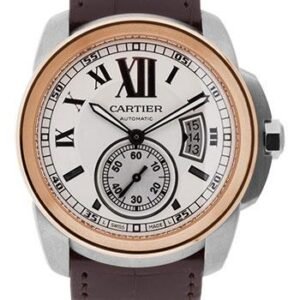 Cartier Calibre de Cartier Watch - 42 mm Steel Case - Pink Gold Bezel - Snailed Dial - Alligator Strap - W7100039