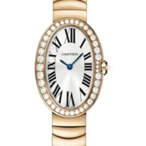Cartier Baignoire Watch - Small Pink Gold Diamond Case - Gold Bracelet - WB520002