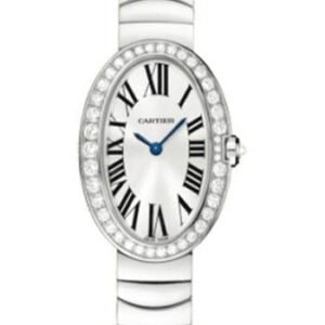 Cartier Baignoire Watch - Small White Gold Diamond Case - Gold Bracelet - WB520006