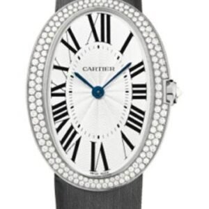 Cartier Baignoire Watch - Large White Gold Diamond Case - Fabric Strap - WB520009