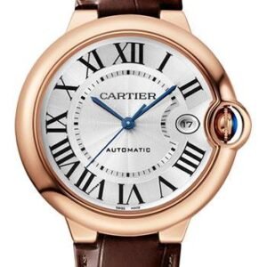 Cartier Ballon Bleu de Cartier Watch - 40 mm Pink Gold Case - Silvered Dial - Interchangeable Brown Leather Strap - WGBB0035