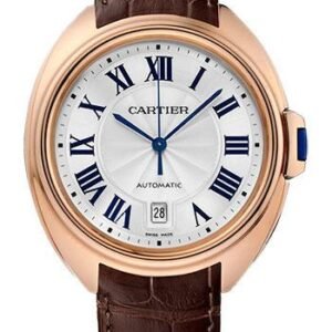 Cartier Cle De Cartier Watch - 40 mm Pink Gold Case - Silver Dial - Brown Alligator Strap - WGCL0004