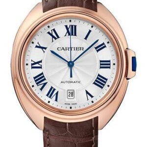 Cartier Cle de Cartier Watch - 40 mm Pink Gold Case - Silvered Dial - Brown Alligator Strap - WGCL0019