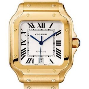 Cartier Santos de Cartier Watch - 39.8 mm Yellow Gold Case - Silvered Dial - Second Bracelet - WGSA0029