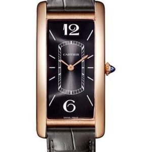 Cartier Tank Cintree Watch - 46.3 mm Pink Gold Case - Black Dial - Dark Gray Alligator Strap - WGTA0025