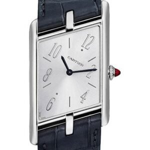 Cartier Tank Asymetrique Watch - 47.15 mm x 26.10 mm Platinum Case - Silvered Dial - Dark Grey Alligator Strap Limited Edition of 100 - WGTA0042