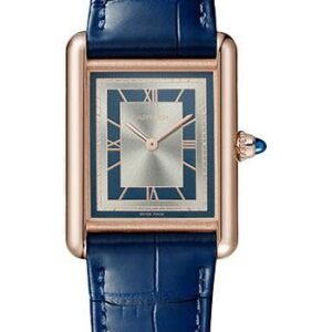 Cartier Tank Louis Cartier Watch - 33.7 mm x 25.5 mm Rose Gold Case - Silvery Blue Dial - Navy Blue Alligator Strap - WGTA0058