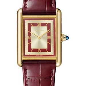 Cartier Tank Louis Cartier Watch - 33.7 mm x 25.5 mm Yellow Gold Case - Opaline Dial - Claret Alligator Strap - WGTA0059