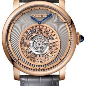 Cartier Rotonde de Cartier Astrocalendaire Watch - 45 mm Pink Gold Case - Gray Dial - Gray Alligator Strap - WHRO0027