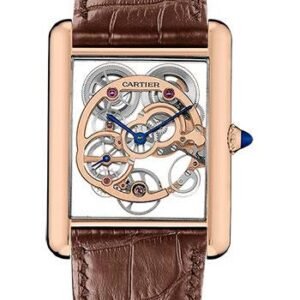 Cartier Tank Louis Cartier Watch - 30 mm Pink Gold Case - Pink Gold Case Bezel - Black Dial - Brown Alligator Strap - WHTA0002