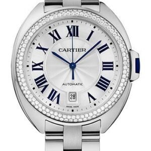 Cartier Cle De Cartier Watch - 40 mm White Gold Diamond Case - Diamond Bezel - Silver Dial - WJCL0008