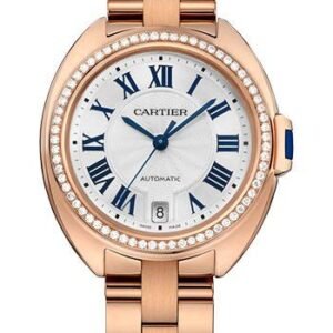 Cartier Cle de Cartier Watch - 35 mm Pink Gold Diamond Case - White Dial - WJCL0045