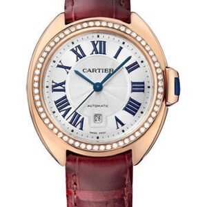 Cartier Cle de Cartier Watch - 31 mm Pink Gold Diamond Case - White Dial - Brown Alligator Strap - WJCL0047