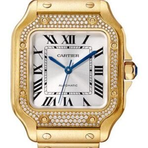 Cartier Santos de Cartier Watch - 35.1 mm Yellow Gold Case - Diamond Bezel - Both Bracelet - WJSA0010
