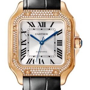 Cartier Santos de Cartier Watch - 35.1 mm Pink Gold Case - Diamond Bezel - Alligator Strap - WJSA0012