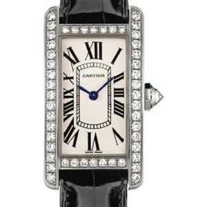 Cartier Tank Americaine Watch - 34.8 mm White Gold Diamond Case - Black Alligator Strap - WJTA0003