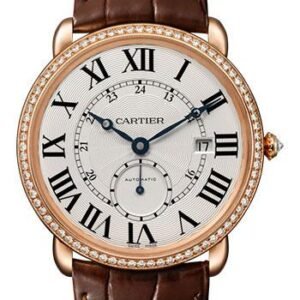 Cartier Ronde Louis Cartier Watch - 40 mm Pink Gold Diamond Case - Brown Alligator Strap - WR007017