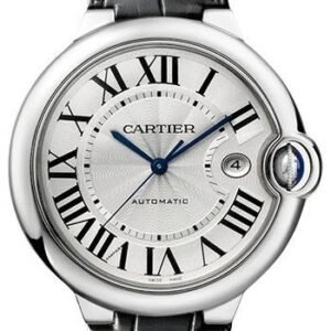 Cartier Ballon Bleu de Cartier Watch - 42 mm Steel Case - Silvered Opaline Dial - Black Alligator Strap - WSBB0026