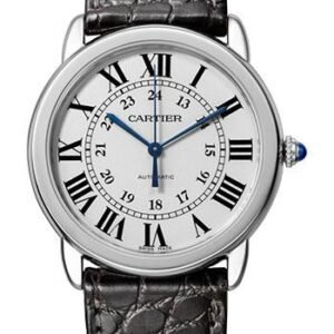 Cartier Ronde Solo Watch - 36 mm Steel Case - Black Round-Scale Alligator Strap - WSRN0013
