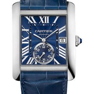 Cartier Tank MC Watch - 34.3 mm Steel Case - Blue Dial - Dark Blue Alligator Strap - WSTA0010