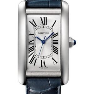 Cartier Tank Americaine Watch - 45.10 mm Steel Case - Navy Blue Alligator Strap - WSTA0018