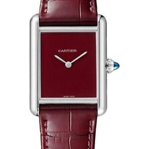 Cartier Tank Must Watch - 33.7 mm x 25.5 mm Steel Case - Claret Dial - Claret Alligator Strap - WSTA0054