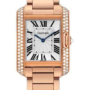 Cartier Tank Anglaise Watch - 34.7 mm Pink Gold Case - Diamond Bezel - Diamond Dial - WT100027