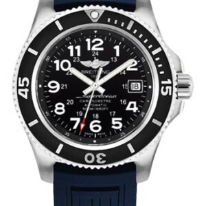 Breitling Superocean II 42 Watch - Steel Case - Volcano Black Dial - Blue Diver Pro III Strap - A17365C9/BD67/148S/A18S.1