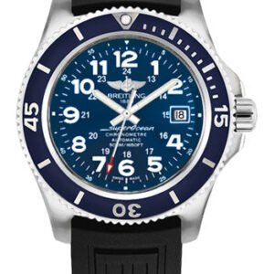 Breitling Superocean II 42 Watch - Steel Case - Mariner Blue Dial - Black Diver Pro III Strap - A17365D1/C915/150S/A18S.1