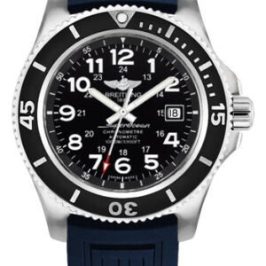 Breitling Superocean II 44 Watch - Steel Case - Volcano Black Dial - Blue Diver Pro III Strap - A17392D7/BD68/158S/A20SS.1