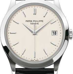 Patek Philippe Calatrava 38mm White Opaline Index Date White Gold Leather | 5296G-010