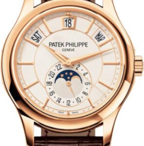 Patek Philippe Complications Annual Calendar Moon Phases Rose Gold White Dial | 5205R-001