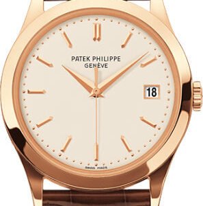 Patek Philippe Calatrava 38mm White Opaline Index Date Rose Gold Leather | 5296R-010