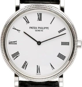 Patek Philippe Calatrava 35mm White Roman Hobnail White Gold Leather | 5120G-001