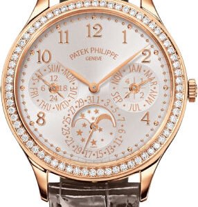 Patek Philippe Grand Complications Ladies First Perpetual Calendar Rose Gold Silver Dial Diamond Bezel | 7140R-001