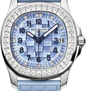 Patek Philippe Aquanaut Ladies White Gold Diamonds Set Blue Mother of Pearl Dial | 5072G-001