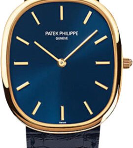 Patek Philippe Golden Ellipse 31.1 x 35.6mm Blue Index Yellow Gold Leather Manual | 3738/100J-012