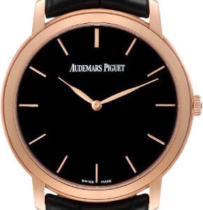 Audemars Piguet Jules Audemars Extra-Thin 41mm Black Index Rose Gold Leather | 15180OR.OO.A002CR.01